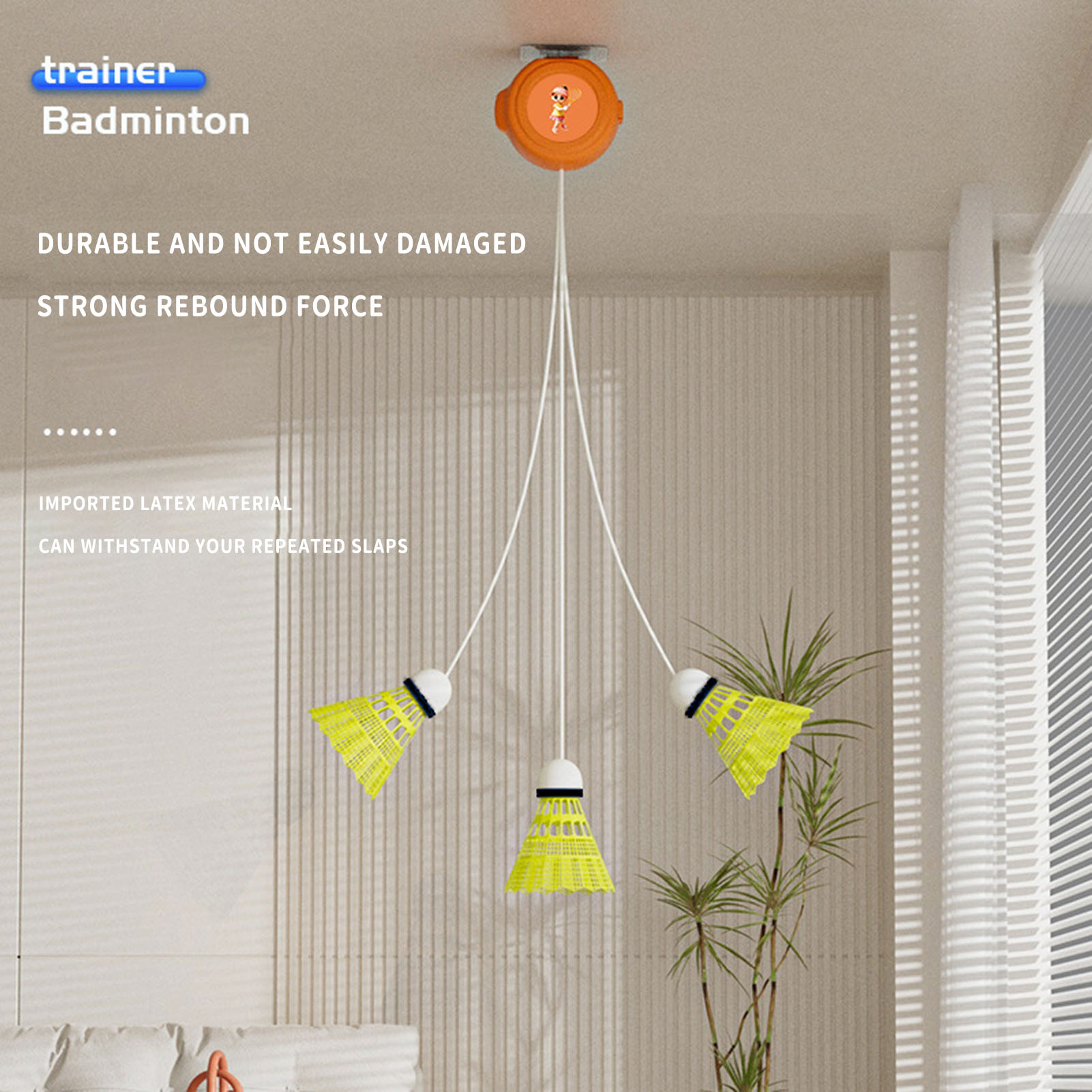 Badminton Rebound Trainer - Automatic Retractable Badminton Trainer Solo Practice
