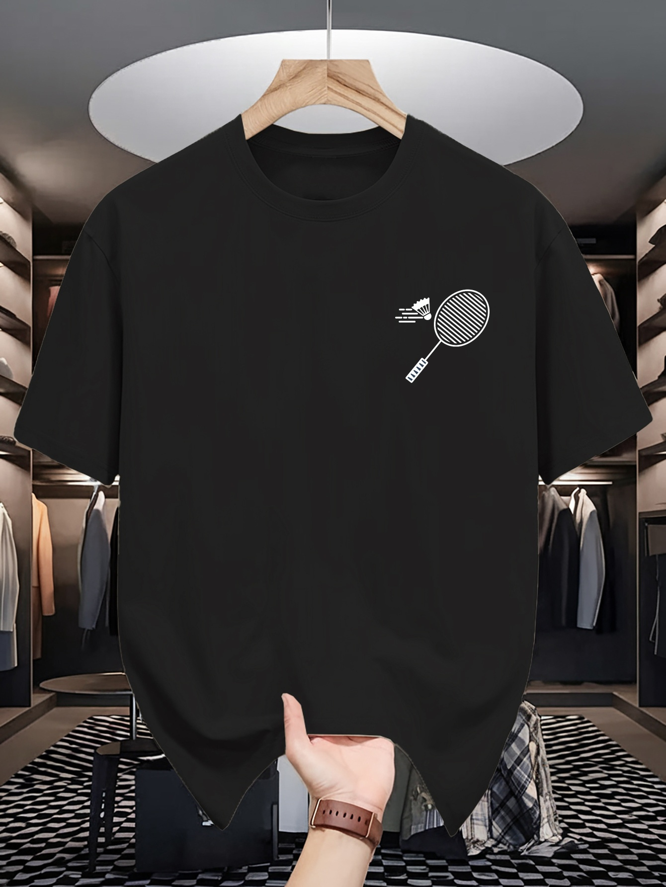 Badminton Jersey - Mens Crew Neck T Shirt Minimal